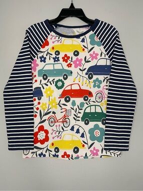 Mini Boden Colorful Cars and Flowers Printed T-Shirt